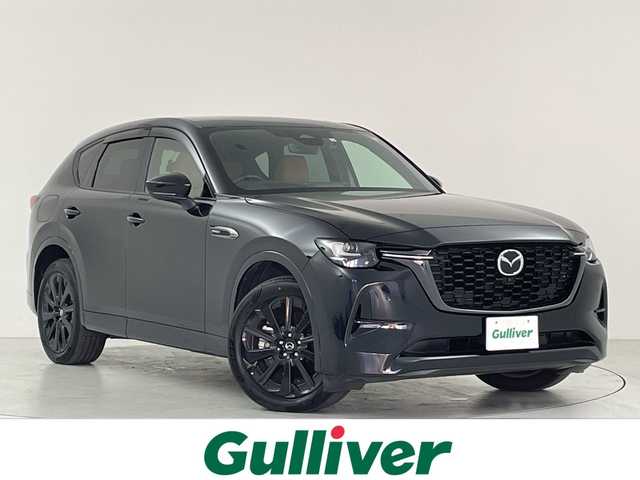 マツダ ＣＸ－６０ ＰＨＥＶ プレミアムスポーツ 大阪府 2023(令5)年 2.8万km ジェットブラックマイカ i-ACTIVESENSE/　・ディスタンス＆スピードアラート/　・レーンキープアシスト/　・前側接近車両検知/　・後方接近車両検知/　・ブラインドスポットモニター/　・ロードキープアシスト/　・追従式クルコン/　・AT誤発進抑制制御装置/サンルーフ/純正ディスプレイオーディオ/　・BT/FM/AM/フルセグ/ナビゲーション/バック・フロント・全方位カメラ/レザーシート/全席シートヒーター/前席エアシート/前席パワーシート/パワーバックドア/ステアリングヒーター/ダウンヒルアシストコントロール