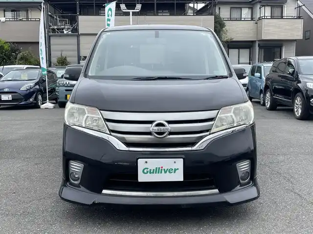 日産 セレナ ハイウェイS G Sハイブリッド 東京都 2013(平25)年 7.3万km スーパーブラック 7インチ純正ナビ/（CD/DVD/フルセグ）/Bluetooth/クルーズコントロール/プッシュスタート/オートライト/シフトロック機能/ETC/純正フロアマット/ドアバイザー/片側パワースライドドア/バックカメラ/社外スタットレスタイヤAR15インチ/盗難防止機能/スペアキー1本/スマートキー/保証書/取扱説明書