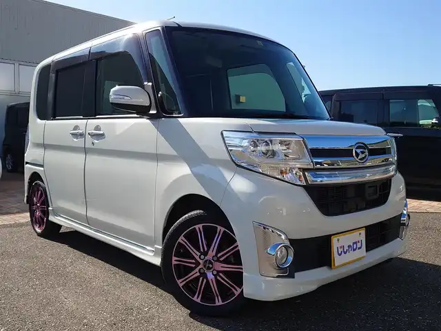 ダイハツ タント カスタム RS SA 新潟県 2014(平26)年 9.4万km パールホワイトⅢ (株)IDOMが運営する【じしゃロン新潟店】の自社ローン専用車両になります。/こちらは現金またはオートローンご利用時の価格です。自社ローンご希望の方は別途その旨お申付け下さい/社外HDDナビ/FM/AM/CD/DVD/フルセグTV視聴可能/Bluetooth接続可能/バックカメラ/ETC/両側パワースライドドア/プッシュスタート/革巻きステアリング/ダイハツ純正後席用モニター/横滑り防止装置/衝突被害軽減システム/フォグランプ/純正フロアマット/電動格納ウィンカーミラー/取扱説明書/保証書/スマートキー