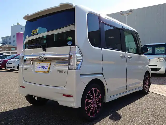 ダイハツ タント カスタム RS SA 新潟県 2014(平26)年 9.4万km パールホワイトⅢ (株)IDOMが運営する【じしゃロン新潟店】の自社ローン専用車両になります。/こちらは現金またはオートローンご利用時の価格です。自社ローンご希望の方は別途その旨お申付け下さい/社外HDDナビ/FM/AM/CD/DVD/フルセグTV視聴可能/Bluetooth接続可能/バックカメラ/ETC/両側パワースライドドア/プッシュスタート/革巻きステアリング/ダイハツ純正後席用モニター/横滑り防止装置/衝突被害軽減システム/フォグランプ/純正フロアマット/電動格納ウィンカーミラー/取扱説明書/保証書/スマートキー