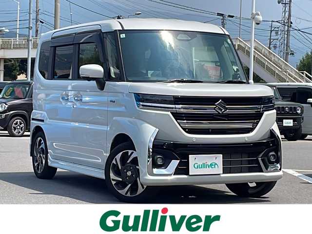 スズキ スペーシア カスタム HYBRID XS ターボ 長野県 2024(令6)年 1.1万km ピュアホワイトP ワンオーナー/４WD/純正ナビ/フルセグTV　/全方位カメラ/純正15インチアルミホイール/両側電動ドア　/ターボ過給機　/プッシュスタート　/スマートキー　/ETC　/追従クルーズコントロール　/Bluetooth　/ＵＳＢ入力端子　/ＥＴＣ　/純正フロアマット/ハーフレザーシート/シートヒーター/ステアリングヒーター/レーンキープアシスト/衝突被害軽減装置/前後ドライブレコーダー/純正アルミホイール/ＬＥＤライト/アイドリングストップ