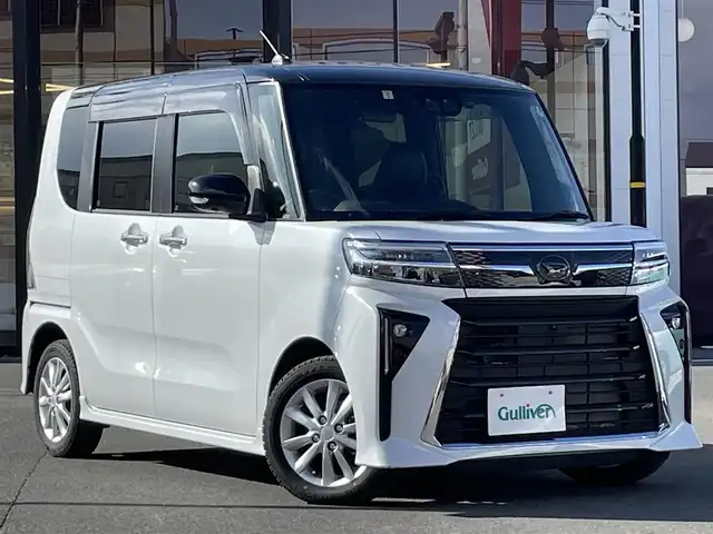 ダイハツ タント カスタム X 宮城県 2023(令5)年 1.1万km ブラックマイカメタリック/シャイニングホワイトパール 登録時走行距離10693km/純正メモリナビ【CD/DVD/Bluetooth】/フルセグTV/バックカメラ/両側パワースライドドア/衝突軽減ブレーキ/レーンキープ/シートヒーター/プッシュスタート/LEDライト/純正ホイール/ドアバイザー/ステアリングスイッチ/フォグランプ/ウィンカーミラー/禁煙車