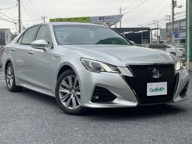 トヨタ クラウン ハイブリッド アスリートSJ-フロンティアLTD 茨城県 2018(平30)年 8.9万km プレシャスシルバー 純正ナビ(AM/FM/BT/フルセグ/USB)/レーダークルーズコントロール/プリクラッシュセーフティ/前後ドライブレコーダー(TZ-DR212/車線逸脱警報機能/レーンディパーチャーアラート/クリアランスソナー/横滑り防止機能/走行モード変更機能/シートヒーター/ステアリングヒーター/オートライト/オートハイビーム/リアサンシェード/LEDヘッドライト/ビルトインETC/純正フロアマット/アルミペダル/コーナーセンサー/バニティランプ/電動格納ミラー