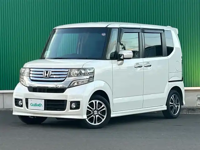 ホンダ Ｎ ＢＯＸ カスタム G SSパッケージ 宮城県 2014(平26)年 7.5万km プレミアムホワイトパール 純正7インチナビ/(ワンセグTV/CD/DVD/SD/BT)/バックカメラ/両側パワースライドドア/オートエアコン/革巻きステアリング/ステアリングスイッチ/ドライブセレクト/ふらつき防止/プッシュスタート＆スマートキ/ウインカー付き電動格納ミラー/ドアバイザー/LEDヘッドライト/フォグランプ/純正フロアマット/純正14インチAW