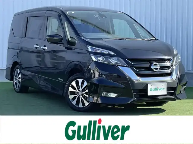 日産 セレナ ハイウェイスター Vセレクション 香川県 2017(平29)年 5万km ダイヤモンドブラック 純正9型メモリナビ/インテリジェントエマージェンシーブレーキ（衝突被害軽減ブレーキ）/インテリジェントパーキングアシスト/踏み間違い衝突防止アシスト/車線逸脱警報/VDC（ビークルダイナミクスコントロール）/EBD（電子制動力配分装置）/衝突安全ボディ/LEDヘッドランプ/盗難防止システム/バックカメラ/クリアランスソナー/後席モニター/電動スライドドア/クリアランスソナー/純正16インチアルミホイール/LEDヘッドライト/レーダークルーズコントロール/プッシュスタート/スマートキー/ETC