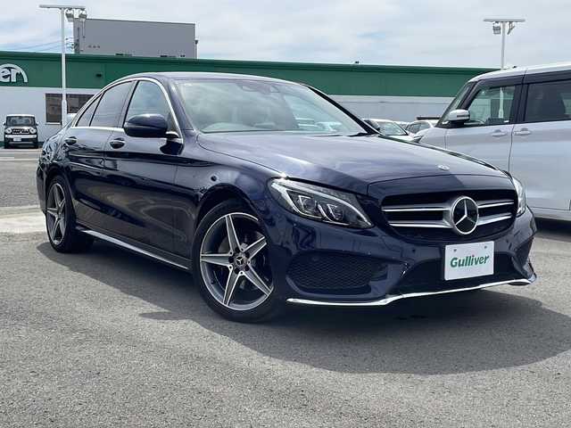 メルセデス・ベンツ Ｃ２２０ｄ ローレウスエディション 徳島県 2017(平29)年 7.5万km カバンサイトブルー AMGライン/黒革シート/ディーゼルターボ/純正ナビ/（Bluetooth/フルセグTV/CD/DVD/FM/AM）/バックカメラ/ステアリングパイロット/前席シートヒーター/前席パワーシート/LKA/前後コーナーセンサー/ヘッドアップディスプレイ/LEDヘッドライト/オートライト/純正18AW/純正フロアマット/ETC/スペアキー