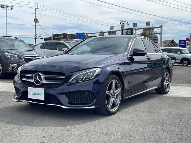 メルセデス・ベンツ Ｃ２２０ｄ ローレウスエディション 徳島県 2017(平29)年 7.5万km カバンサイトブルー AMGライン/黒革シート/ディーゼルターボ/純正ナビ/（Bluetooth/フルセグTV/CD/DVD/FM/AM）/バックカメラ/ステアリングパイロット/前席シートヒーター/前席パワーシート/LKA/前後コーナーセンサー/ヘッドアップディスプレイ/LEDヘッドライト/オートライト/純正18AW/純正フロアマット/ETC/スペアキー