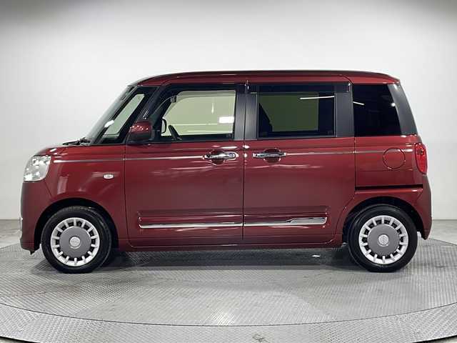 ダイハツ ムーヴ キャンバス セオリー G ターボ 広島県 2024(令6)年 0.8万km ファイアークォーツレッドM シートヒーター(運転席/助手席)/両側パワースライドドア/レーダークルーズコントロール/衝突被害軽減システム/オートマチックハイビーム/レーンキープアシスト/踏み間違い防止/フォグランプ/コーナーセンサー/エアバッグ(運転席/助手席/サイド/カーテン)/純正14インチホイールキャプ(155/65/R14)