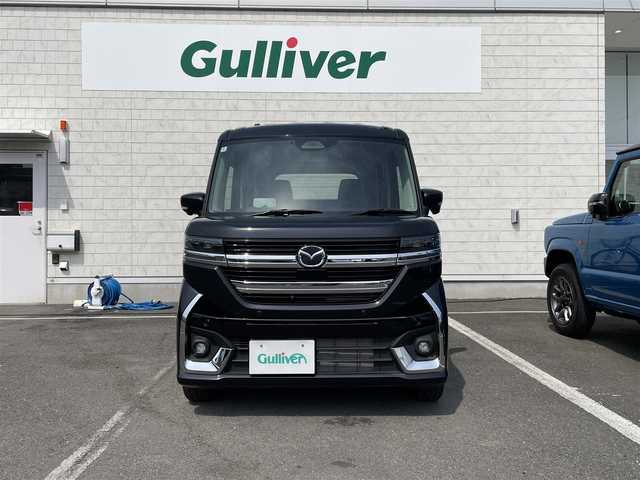 マツダ フレアワゴン カスタムスタイル XT 神奈川県 2024(令6)年 0.3万km ブルーイッシュブラックパール3 ワンオーナー/純正9インチHDナビ/　・バックカメラ/全方位カメラ/　・フルセグTV/AppleCarPlay/AndroidAuto/BT/運転支援装置/　・デュアルセンサーブレーキサポートII/　・誤発進抑制機能/　・車線逸脱抑制機能/　・車線維持支援機能/　・発進お知らせ機能/　・ハイビームアシスト/　・標識認識機能/　・アダプティブクルーズコントロール/　・パーキングセンサー/　・低速時ブレーキサポート（前進/後退）/　・後方誤発進抑制機能/　・ヘッドアップディスプレイ/両側パワースライドドア/ステアリングヒーター/パドルシフト/前席シートヒーター/純正15インチAW/エアロバンパー/サイドアンダースポイラー/保証継承可/ビルトインETC/スマートキー×２/取扱説明書/整備記録簿