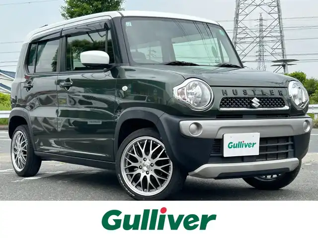 スズキ ハスラー G 愛知県 2019(令1)年 8.9万km クールカーキパールメタリック/ホワイト2トーンルーフ ワンオーナー/社外メモリナビ/フルセグテレビ/Bluetooth/アイドリングストップ/ドアバイザー/プッシュスタート/シートヒーター/レーンキープ/衝突軽減ブレーキ/社外マフラーカッター