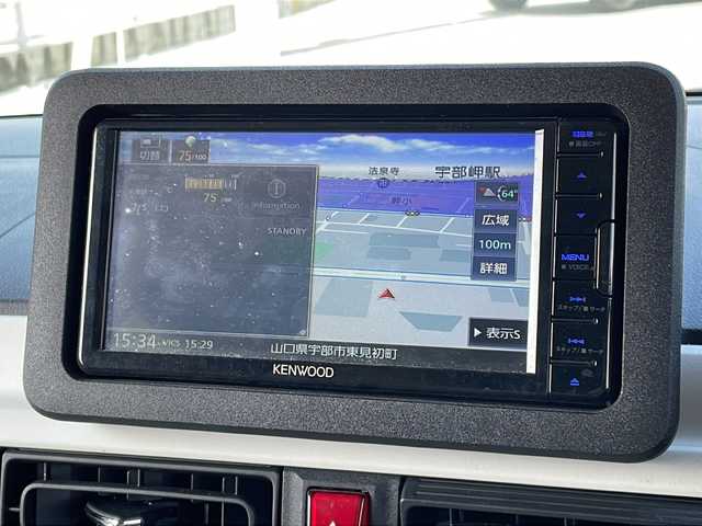 ダイハツ ムーヴ キャンバス ストライプス G 山口県 2023(令5)年 5万km シャイニングホワイトパール/サンドベージュメタリック 社外SDナビ　【KENWOOD】/フルセグTV/Bluetooth接続/DVD再生機能有/USB接続端子/バックカメラ/ドライブレコーダー/ETC/アイドリングストップ/衝突被害軽減システム/横滑り防止装置/プッシュスタート/スマートキー/スペアキーあり/両側パワースライドドア/スライドドアウェルカムボタン/電子パーキング/電動パーキングホールド機能/純正フロアマット/オートライト/LEDヘッドライト/純正LEDライト/純正スチールホイール/保証書/取扱説明書