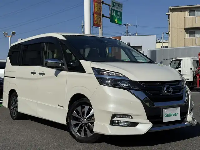 日産 セレナ ハイウェイスター Vセレクション 千葉県 2018(平30)年 4.1万km ブリリアントホワイトパール 衝突軽減ブレーキ/レーンキープアシスト/コーナーセンサー/クルーズコントロール/純正SDナビ(MM317D-W)/フルセグTV/Bluetooth/全方位カメラ/ETC/両側パワースライドドア/プッシュスタート/スマートキー/LEDヘッド/オートライト/ドアバイザー/電動格納/ウインカーミラー/フロアマット/純正アルミホイール/取扱説明書