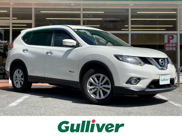 日産 エクストレイル ハイブリッド 20X エマージェンシーブレーキ 岐阜県 2015(平27)年 9.9万km ブリリアントホワイトパール ワンオーナー/4WD/純正ナビ/【CD.DVD.TV．Bluetooth．AM/FMラジオ】/アラウンドビューモニター/バックカメラ/スマートキー/クルーズコントロール/ダウンヒルアシストコントロール/ETC/ドライブレコーダー/純正アルミホイール/シートヒーター/LEDライト/オートライト/フォグライト/電格ウィンカーミラー/純正フロアマット/取扱説明書/保証書/スペアキー