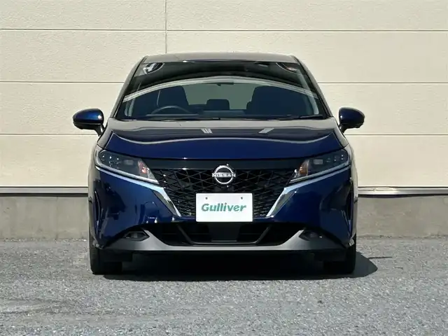 日産 ノート X 茨城県 2021(令3)年 5.8万km オーロラフレアブルーパール ワンオーナー/純正ナビ/フルセグ/アラウンドビューモニター/デジタルインナーミラー/ドライブレコーダー/ETC2.0/Bluetooth/ワイヤレス充電器/　(Qi)/セーフティ・シールドスイッチ/コーナーセンサー/純正アルミホイール/純正フロアマット/スマートキー/オートマチックハイビーム/LEDヘッドライト