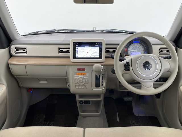 スズキ ラパン X 長野県 2017(平29)年 3.8万km ピュアホワイトP 4WD/純正メモリナビ/Bluetooth/CD/フルセグTV/全方位カメラ/衝突被害軽減システム/横滑り防止装置/盗難防止装置/シートヒーター（運転席、助手席）/社外14インチAW装着/純正AW付き夏タイヤ4本積込/純正フロアマット/ドアバイザー/LEDヘッドライト/ステアリングスイッチ/スマートキー/スペアキー1本/電動格納ミラー/プッシュスタート