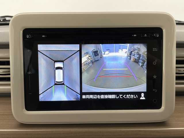 スズキ ラパン X 長野県 2017(平29)年 3.8万km ピュアホワイトP 4WD/純正メモリナビ/Bluetooth/CD/フルセグTV/全方位カメラ/衝突被害軽減システム/横滑り防止装置/盗難防止装置/シートヒーター（運転席、助手席）/社外14インチAW装着/純正AW付き夏タイヤ4本積込/純正フロアマット/ドアバイザー/LEDヘッドライト/ステアリングスイッチ/スマートキー/スペアキー1本/電動格納ミラー/プッシュスタート