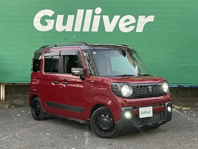 スズキ スペーシア ギア HYBRID XZターボ 道央・札幌 2019(平31)年 3.2万km フェニックスレッドパール/ガンメタリック2トーンルーフ ワンオーナー/4WD/ターボ/全方位モニター用カメラパッケージ/・ヘッドアップディスプレイ/・全方位モニター用カメラ/ガンメタリック2トーンルーフ/純正メモリナビ（Panasonic/CN-RZ846)/(フルセグTV/CD/DVD/Bluetooth）/バックカメラ/サイドカメラ/セーフティーサポート/・デュアルセンサーブレーキサポート/・車線逸脱警報機能/・リアパーキングセンサー/・後退時ブレーキサポート/・ハイビームアシスト/フリップダウンモニター(ALPINE)/クルーズコントロール/両側パワースライドドア/シートヒーター(運転席＆助手席)/ETC/パドルシフト/オートライト/スペアキー×1/取扱説明書/保証書