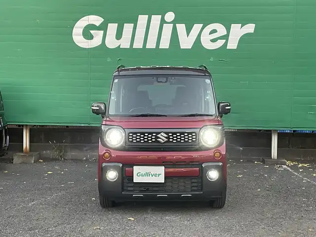 スズキ スペーシア ギア HYBRID XZターボ 道央・札幌 2019(平31)年 3.2万km フェニックスレッドパール/ガンメタリック2トーンルーフ ワンオーナー/4WD/ターボ/全方位モニター用カメラパッケージ/・ヘッドアップディスプレイ/・全方位モニター用カメラ/ガンメタリック2トーンルーフ/純正メモリナビ（Panasonic/CN-RZ846)/(フルセグTV/CD/DVD/Bluetooth）/バックカメラ/サイドカメラ/セーフティーサポート/・デュアルセンサーブレーキサポート/・車線逸脱警報機能/・リアパーキングセンサー/・後退時ブレーキサポート/・ハイビームアシスト/フリップダウンモニター(ALPINE)/クルーズコントロール/両側パワースライドドア/シートヒーター(運転席＆助手席)/ETC/パドルシフト/オートライト/スペアキー×1/取扱説明書/保証書