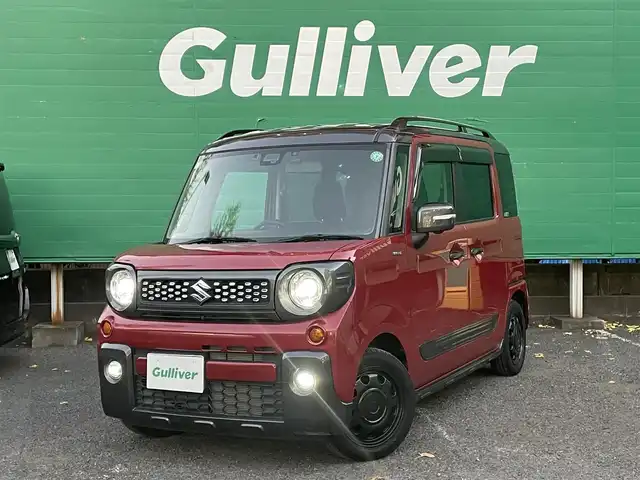 スズキ スペーシア ギア HYBRID XZターボ 道央・札幌 2019(平31)年 3.2万km フェニックスレッドパール/ガンメタリック2トーンルーフ ワンオーナー/4WD/ターボ/全方位モニター用カメラパッケージ/・ヘッドアップディスプレイ/・全方位モニター用カメラ/ガンメタリック2トーンルーフ/純正メモリナビ（Panasonic/CN-RZ846)/(フルセグTV/CD/DVD/Bluetooth）/バックカメラ/サイドカメラ/セーフティーサポート/・デュアルセンサーブレーキサポート/・車線逸脱警報機能/・リアパーキングセンサー/・後退時ブレーキサポート/・ハイビームアシスト/フリップダウンモニター(ALPINE)/クルーズコントロール/両側パワースライドドア/シートヒーター(運転席＆助手席)/ETC/パドルシフト/オートライト/スペアキー×1/取扱説明書/保証書