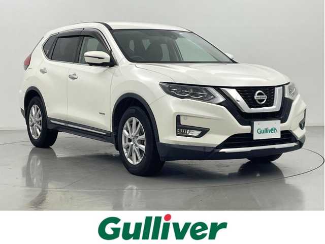 日産 エクストレイル ハイブリッド 20X 熊本県 2018(平30)年 3.7万km ブリリアントホワイトパール エマージェンシーブレーキ/純正SDナビMM317D-W（CD・DVD・B・フルセグ・SD・AUX・ipod）/アラウンドビューモニター/ビルトインETC/パワーバックドア/撥水シート/全席シートヒーター/前後クリアランスソナー/デジタルインナーミラー/衝突軽減ブレーキ/ステアリングスイッチ/横滑り防止装置/純正フロアマット/純正17インチAW/オートライト/LEDヘッドライト/オートマチックハイビーム/スマートキー/プッシュスタート