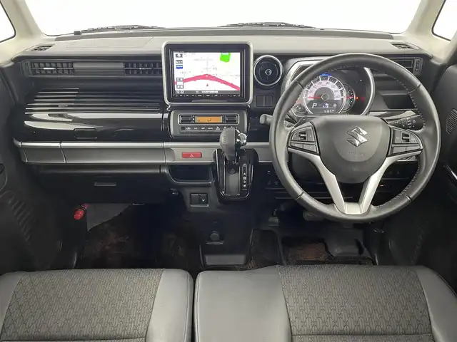 スズキ スペーシア カスタム HYBRID XS ターボ 福岡県 2019(平31)年 5.2万km ピュアホワイトパール 純正８型ナビ／フルセグＴＶ　/バックカメラ　/ビルトインＥＴＣ　/クルーズコントロール　/コーナーセンサー　/衝突軽減ブレーキ　/レーンキープ　/アイドリングストップ　/盗難防止装置　/パドルシフト　/両側電動スライドドア　/シートヒーター　/ハーフレザーシート　/ステアリングスイッチ　/ＬＥＤヘッドライト　/純正１５インチアルミホイール