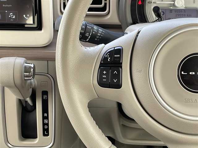 スズキ ラパン X 岩手県 2022(令4)年 3万km シフォンアイボリーM 禁煙車/4WD/社外オーディオ/→Bluetooth/CD/DVD/FM/AM/バックカメラ/前席シートヒーター/クリアランスソナー/リアコーナーセンサー/レーンキープアシスト/横滑り防止装置/衝突軽減ブレーキ/〇プッシュスタート/〇電動格納ミラー/〇ドアバイザー/〇フロアマット/〇USBポート/→タイプA/タイプC　/〇シガーソケット/オートライト/HIDヘッドライト/ビルトインETC/夏タイヤ純正アルミホイール車載/スペアキー