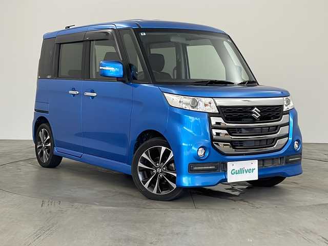 スズキ スペーシア カスタム Z ターボ 兵庫県 2017(平29)年 6.7万km ブリスクブルーM ・社外ナビ&BTオーディオ&CD&DVD&SD&TV/・バックカメラ/・クルーズコントロール/・パドルシフト/・ステアリングスイッチ/・純正フロアマット/・シートヒーター(運転席)/・両側パワースライドドア/・アイドリングストップ/・スマートキー/・ETC/・純正15インチAW/・HIDヘッドライト/・オートライト