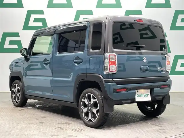 スズキ ハスラー HYBRID X ターボ 鹿児島県 2021(令3)年 4.9万km デニムブルー ガンメタリック 2トーン デュアルカメラブレーキサポート/誤発進抑制機能/車線逸脱警報機能/先行車発進お知らせ機能/アダプティブクルーズコントロール　/標識認識機能/ハイビームアシスト/シートヒーター/後席テーブル　/LEDヘッドライト/フロントフォグランプ　/純正アルミホイール　/純正フロアマット/パドルシフト　/スマートキー/ドアバイザー/電格ミラー