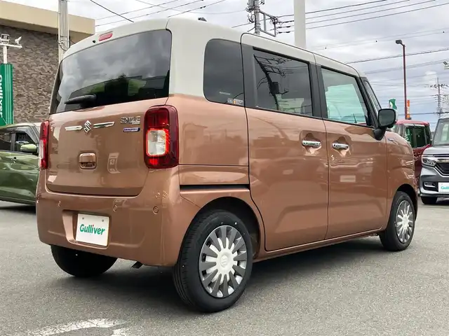スズキ ワゴンＲ スマイル HYBRID X 静岡県 2024(令6)年 0.1万km未満 白／ゴールド エンジンスタートボタン/パワーステアリング/パワーウィンドウ/アイドリングストップ/オートエアコン/スマートキー/スペアキー１本/クルーズコントロール/USB入力端子/全方位カメラ/9インチナビ（CD.BT.フルセグ）/ベンチシート/D席N席シートヒーター/両側パワースライドドア/ABS/横滑り防止装置/コーナーセンサー前後/レーンキープアシスト/オートライト/オートマチックハイビーム/LEDライト/W+サイドエアバック/衝突軽減システム