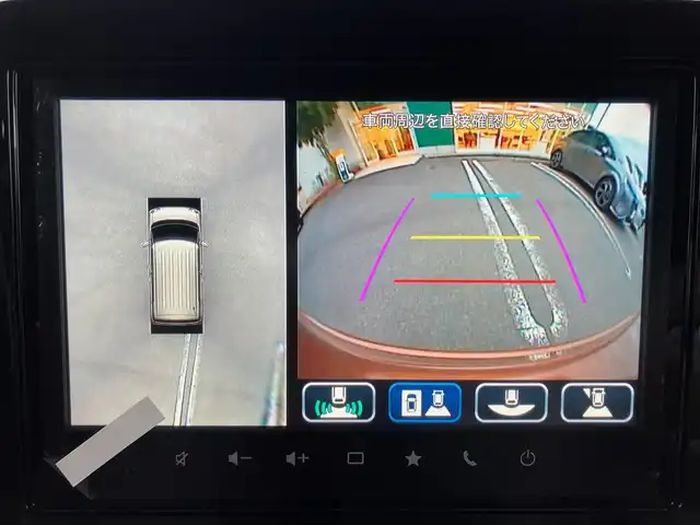 スズキ ワゴンＲ スマイル HYBRID X 静岡県 2024(令6)年 0.1万km未満 白／ゴールド エンジンスタートボタン/パワーステアリング/パワーウィンドウ/アイドリングストップ/オートエアコン/スマートキー/スペアキー１本/クルーズコントロール/USB入力端子/全方位カメラ/9インチナビ（CD.BT.フルセグ）/ベンチシート/D席N席シートヒーター/両側パワースライドドア/ABS/横滑り防止装置/コーナーセンサー前後/レーンキープアシスト/オートライト/オートマチックハイビーム/LEDライト/W+サイドエアバック/衝突軽減システム