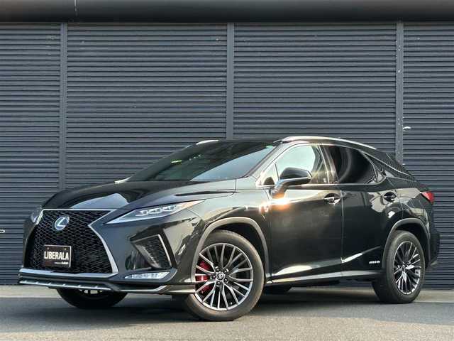 レクサス ＲＸ 450h Fスポーツ 茨城県 2021(令3)年 1.1万km グラファイトブラックガラスフレーク 後期型　/ワンオーナー　/パノラマＳＲ　/３６０度カメラ　/ＨＵＤ　/三眼ＬＥＤ　/赤革　/シートヒーター　/ベンチレーション　/Ｍ付ＰＷシート　/ＰＷテールゲート　/プリクラ　/ＡＣＣ　/ＬＫＡ　/ＢＳＭ　/ナビ　/ＴＶ　/ＥＴＣ/禁煙車