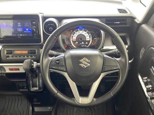 スズキ スペーシア カスタム HYBRID XS 沖縄県 2020(令2)年 5.1万km フェニックスレッドパール 社外ナビ(AVN-R10W)/　（CD/DVD/Bluetooth）/県外仕入/禁煙車/両側パワースライドドア/コーナーセンサー/デュアルセンサーブレーキサポート/車線逸脱警報/ハーフレザーシート/LEDヘッドライト/アイドリングストップ/スマートキー/プッシュスタート