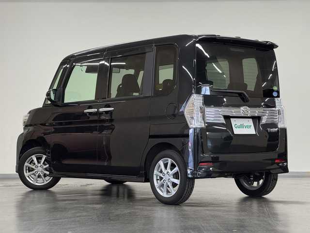 ダイハツ タント カスタム X SA Ⅲ 広島県 2018(平30)年 1.9万km ブラックマイカメタリック ストラーダ 7インチナビ CN-RE04WD/（AM/FM/TV/iPod/USB/SD/Bluetooth/AUX/VTR）/片側パワースライドドア/ETC/スマートアシスト3/・衝突警報機能（対車両・対歩行者）/・衝突回避支援ブレーキ（対車両・対歩行者）/・車線逸脱警報/・誤発進抑制制御機能（前方・後方）/・オートハイビーム機能/・SRS サイドエアバッグシステム/装備/・シートヒーター（D）/・オートエアコン/・オートライト/・LED ヘッドランプ＆フロントフォグランプ/・プッシュスタート/・純正14inAW