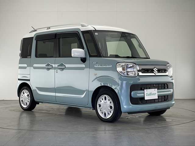 スズキ スペーシア HYBRID X 宮崎県 2019(平31)年 2.6万km オフブルーメタリック/ホワイト2トーン 禁煙車/衝突被害軽減ブレーキ/社外ディスプレイオーディオ/（ケンウッド/DDX6190BT/CD/DVD/Bluetooth）/社外前後ドライブレコーダー/純正セキュリティアラーム/純正フロアマット/両側電動スライドドア/レーンディパーチャーアラート/クリアランスソナー/エネチャージ/シートヒーター/オートエアコン/オートライト/電動格納ミラー/ルーフレール/スマートキー/プッシュエンジンスタート/新車時保証書/取扱い説明書