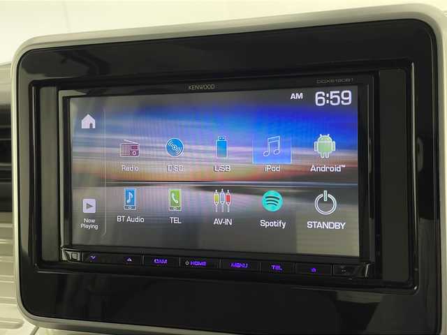 スズキ スペーシア HYBRID X 宮崎県 2019(平31)年 2.6万km オフブルーメタリック/ホワイト2トーン 禁煙車/衝突被害軽減ブレーキ/社外ディスプレイオーディオ/（ケンウッド/DDX6190BT/CD/DVD/Bluetooth）/社外前後ドライブレコーダー/純正セキュリティアラーム/純正フロアマット/両側電動スライドドア/レーンディパーチャーアラート/クリアランスソナー/エネチャージ/シートヒーター/オートエアコン/オートライト/電動格納ミラー/ルーフレール/スマートキー/プッシュエンジンスタート/新車時保証書/取扱い説明書