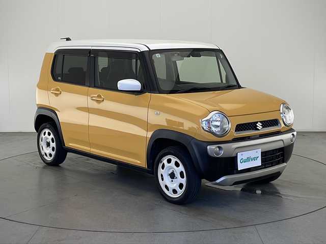 スズキ ハスラー G 宮崎県 2019(令1)年 7万km アクティブイエロー/ホワイト2トーンルーフ デュアルカメラブレーキサポート/車線逸脱警報/純正7インチSDナビ/フルセグTV/CD/DVD/Bluetooth/シートヒーター/アイドリングストップ/ステアリングスイッチ/ETC/プッシュスタート/保証書/取扱説明書