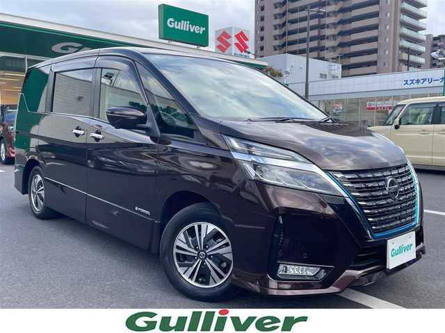 日産 セレナ e－パワー ハイウェイスター V 島根県 2020(令2)年 2.6万km インペリアルアンバーP 純正１０インチナビ　/ CD/SD/DVD再生/BT/フルセグTV/プロパイロット/全方位/バックカメラ　/衝突軽減ブレーキ/レーンアシスト/ブラインドスポットモニター/両側パワースライド　/メーカーOP防水シート　/レーダークルコン　　/LEDヘッドライト/LEDフォグライト　　/ブラインドスポットモニター/ETC/電子パーキングブレーキ/オートブレーキホールド/純正フロアマット