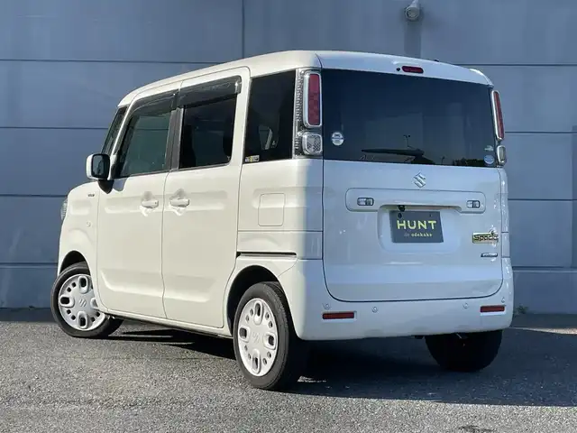 スズキ スペーシア HYBRID X 千葉県 2019(令1)年 3.9万km ピュアホワイトP デュアルカメラブレーキサポート/レーンキープアシスト/社外7インチナビ（MDV-D206）/バックカメラ/コーナーセンサー(後)/両側パワースライドドア/シートヒーター(D席)/ハロゲンヘッドライト/オートライト/オートハイビーム/スマートキー/プッシュスタート/フロアマット/電動格納ミラー