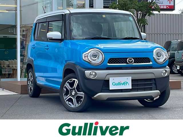 マツダ フレア クロスオーバー XT 道央・札幌 2018(平30)年 8.2万km 青Ⅱ ・４WD/・衝突軽減ブレーキ/・ターボ/・社外SDナビ/　CD＆USB＆TV/・レーンキープアシスト/・アイドリングストップ/・オートエアコン/・オートライト/・ミラーヒーター/・シートヒーター/・ダウンヒルアシスト/・プッシュスタート/・スマートキー/・電動格納ミラー/・純正フロアマット/・ドアバイザー/・ウィンカーミラー/・LEDヘッドライト