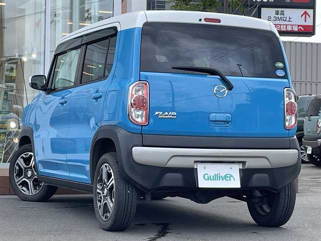 マツダ フレア クロスオーバー XT 道央・札幌 2018(平30)年 8.2万km 青Ⅱ ・４WD/・衝突軽減ブレーキ/・ターボ/・社外SDナビ/　CD＆USB＆TV/・レーンキープアシスト/・アイドリングストップ/・オートエアコン/・オートライト/・ミラーヒーター/・シートヒーター/・ダウンヒルアシスト/・プッシュスタート/・スマートキー/・電動格納ミラー/・純正フロアマット/・ドアバイザー/・ウィンカーミラー/・LEDヘッドライト