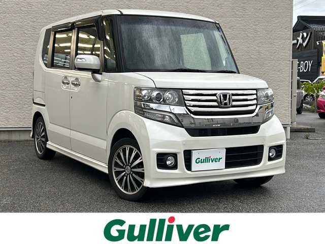 ホンダ Ｎ ＢＯＸ カスタム G ターボパッケージ 滋賀県 2012(平24)年 13.6万km プレミアムホワイトパール ワンオーナー/ディーラーナビ/　【AM・FM/DISC/USB/デジタルTV/Bluetooth】/両側パワースライドドア/横滑り防止システム/盗難防止システム/クルーズコントロール/パドルシフト/ETC