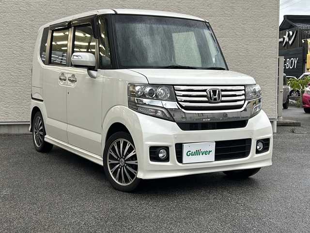 ホンダ Ｎ ＢＯＸ カスタム G ターボパッケージ 滋賀県 2012(平24)年 13.6万km プレミアムホワイトパール ワンオーナー/ディーラーナビ/　【AM・FM/DISC/USB/デジタルTV/Bluetooth】/両側パワースライドドア/横滑り防止システム/盗難防止システム/クルーズコントロール/パドルシフト/ETC