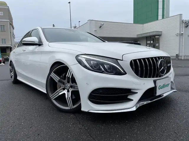 メルセデス・ベンツ Ｃ１８０ アバンギャルド AMGライン 静岡県 2014(平26)年 8.5万km ポーラホワイト 純正HDDナビ・フルセグTV/DVD/CD/MSV/Bluetooth/バックカメラ/19インチアルミホイール/社外車高調/レザーシート/パワーシート/シートヒーター/LEDヘッドライト/ビルトインETC/スマートキー/プッシュスタート/クルーズコントロール/衝突被害軽減ブレーキ
