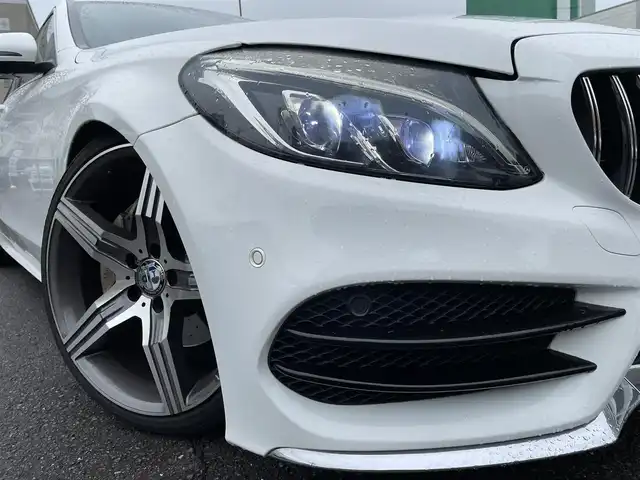 メルセデス・ベンツ Ｃ１８０ アバンギャルド AMGライン 静岡県 2014(平26)年 8.5万km ポーラホワイト 純正HDDナビ・フルセグTV/DVD/CD/MSV/Bluetooth/バックカメラ/19インチアルミホイール/社外車高調/レザーシート/パワーシート/シートヒーター/LEDヘッドライト/ビルトインETC/スマートキー/プッシュスタート/クルーズコントロール/衝突被害軽減ブレーキ