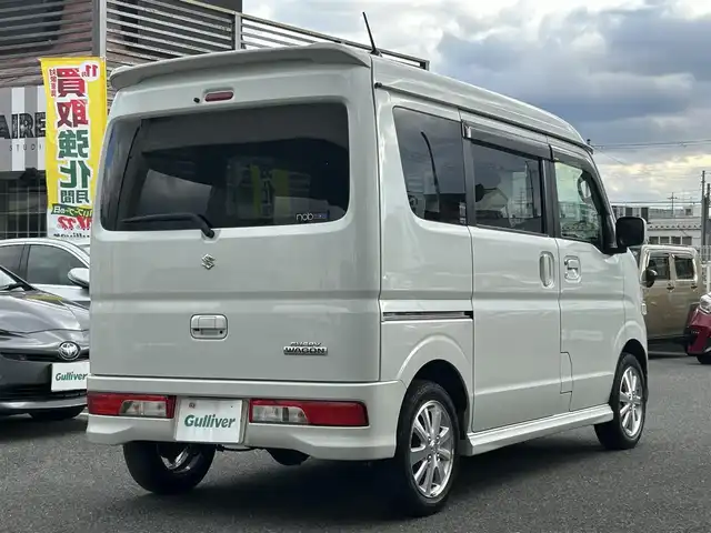 スズキ エブリィ ワゴン PZターボ 奈良県 2018(平30)年 11.1万km パールホワイト /社外ナビ/MDV-Z905///iPad/AV-in/CD/BT/フルセグTV//片側パワースライドドア//衝突軽減システム//D席シートヒーター//プッシュスタート//ステアリングスイッチ//ドライブレコーダー//横滑り防止システム//ETC/ドアバイザー//オートライト/フォグ/社外フロアマット//ドアバイザー/横滑り防止システム//電格ミラー//スペアキーx1//社外フロントシェル//純正14インチAW//保証書/取扱説明書