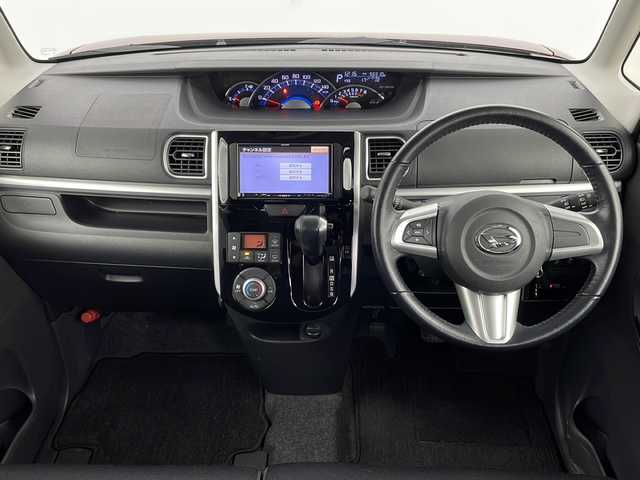 ダイハツ タント カスタム RS SA 新潟県 2014(平26)年 5.7万km ファイアークォーツレッドM 4WD/社外SDナビ/　　フルセグ/CD/DVD/バックカメラ/両側パワースライドドア/LEDオートライト/Fフォグ/純正15インチアルミホイール/ステリングスイッチ/アイドリングストップ/スマートキー/ETC