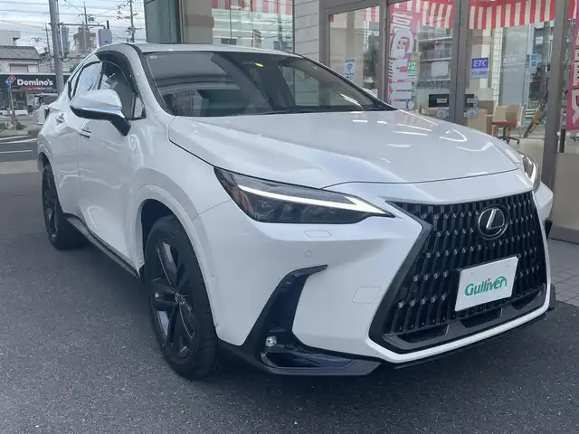 レクサス ＮＸ 350h バージョンL 愛知県 2025(令7)年 0.1万km ソニッククォーツ ワンオーナー/ムーンルーフ/レザーシート〈ヘーゼル〉/前席パワーシート/前席シートヒーター＆ベンチレーション/後部席シートヒーター/後部席電動格納/純正14インチディスプレイオプラス/・車載ナビ／Bluetooth／地デジTV/レクサスプレミアムサウンドシステム/バック＆アラウンドビューカメラ/ハンズフリーパワーバックドア/ヘッドアップディスプレイ/デジタルインナーミラー/三眼LEDヘッドライト/Lexus SAFETY SYSTEM+/・プリクラッシュセーフティ/・レーンディパーチャーアラート/・レーントレーシングアシスト/・レーダークルーズコントロール/・先行車発進告知/・オートマチックハイビーム/・プロアクティブドライビングアシスト/ブラインドスポットモニター/リモート機能付アドバンスドパーク/純正20インチAW/スマートキー×2＆カードキー〈ケース付〉
