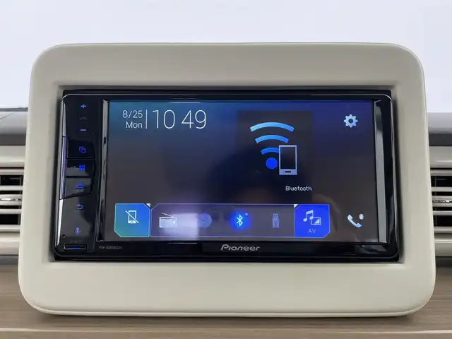 スズキ ラパン X 大分県 2020(令2)年 4.8万km フォーンベージュM ワンオーナ/社外ディスプレイオーディオ/（Bluetooth/CD/DVD)/衝突軽減ブレーキ/前席シートヒーター/ベンチシート/オートエアコン/プッシュスタート・スマートキー/スペアキー/電動格納ミラー/純正アルミホイール/保証書・取扱説明書