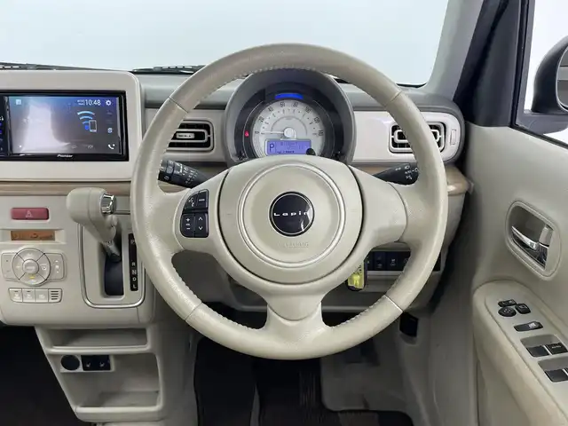 スズキ ラパン X 大分県 2020(令2)年 4.8万km フォーンベージュM ワンオーナ/社外ディスプレイオーディオ/（Bluetooth/CD/DVD)/衝突軽減ブレーキ/前席シートヒーター/ベンチシート/オートエアコン/プッシュスタート・スマートキー/スペアキー/電動格納ミラー/純正アルミホイール/保証書・取扱説明書