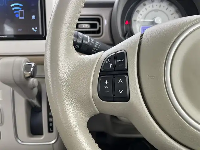 スズキ ラパン X 大分県 2020(令2)年 4.8万km フォーンベージュM ワンオーナ/社外ディスプレイオーディオ/（Bluetooth/CD/DVD)/衝突軽減ブレーキ/前席シートヒーター/ベンチシート/オートエアコン/プッシュスタート・スマートキー/スペアキー/電動格納ミラー/純正アルミホイール/保証書・取扱説明書
